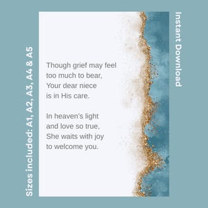 Christian Sympathy Poem For Someone Grieving The Loss Of Their Niece Funeral Printable Words Of Comfort Condolence Verse Instant Download