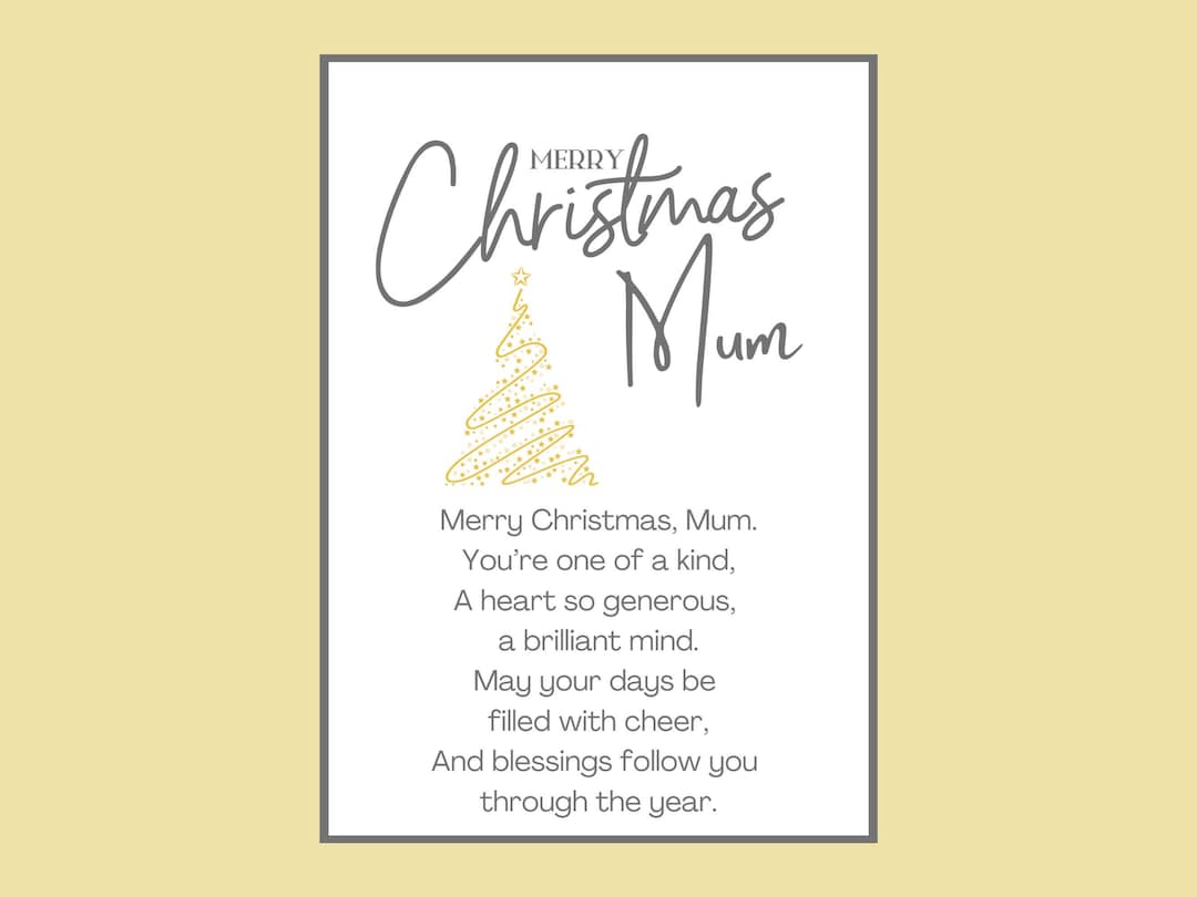 Christmas Poem Print for Mum Christmas Poems for Mum Merry Christmas