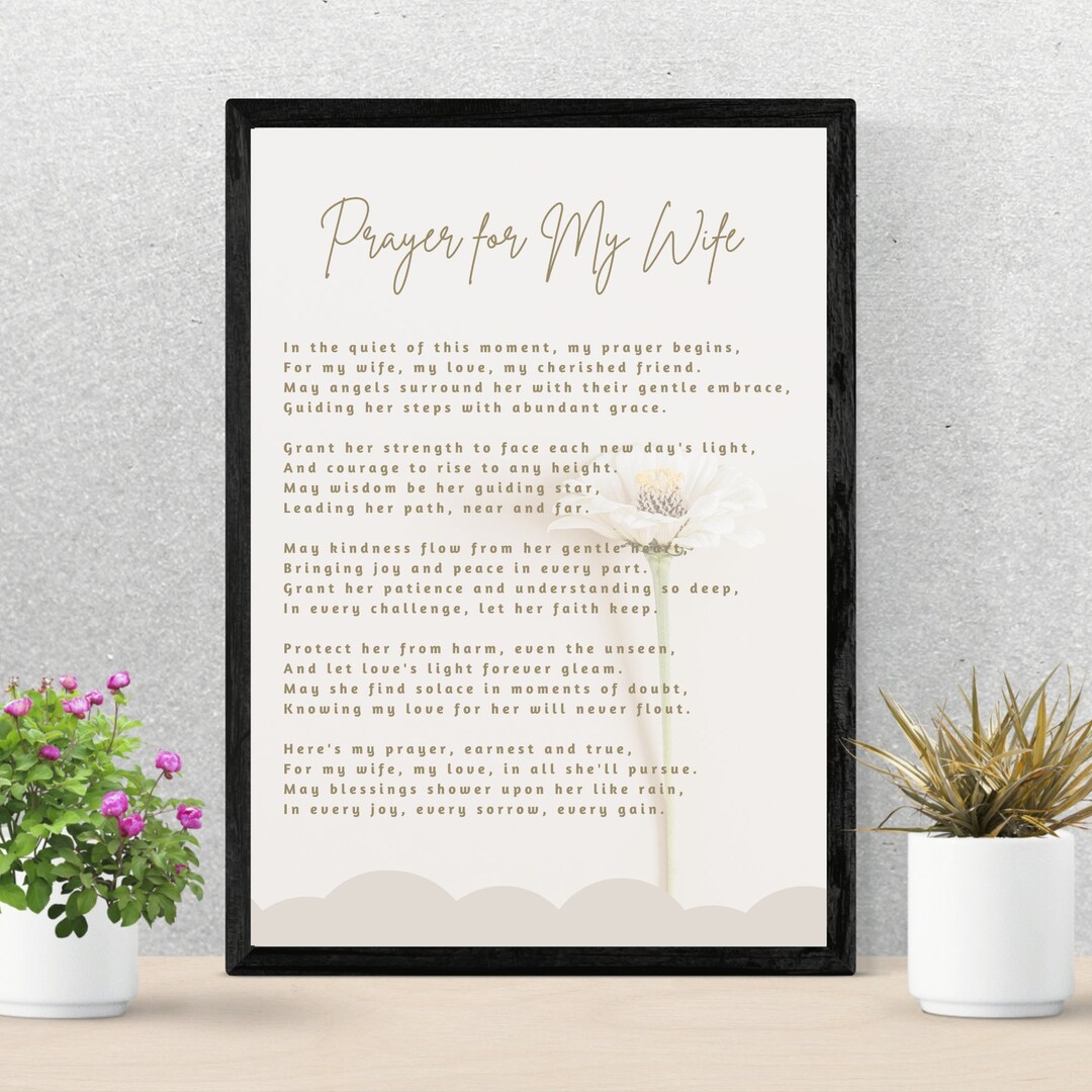 Prayer for My Wife Poem Wall Art Gift Instant Download High Resolution ...