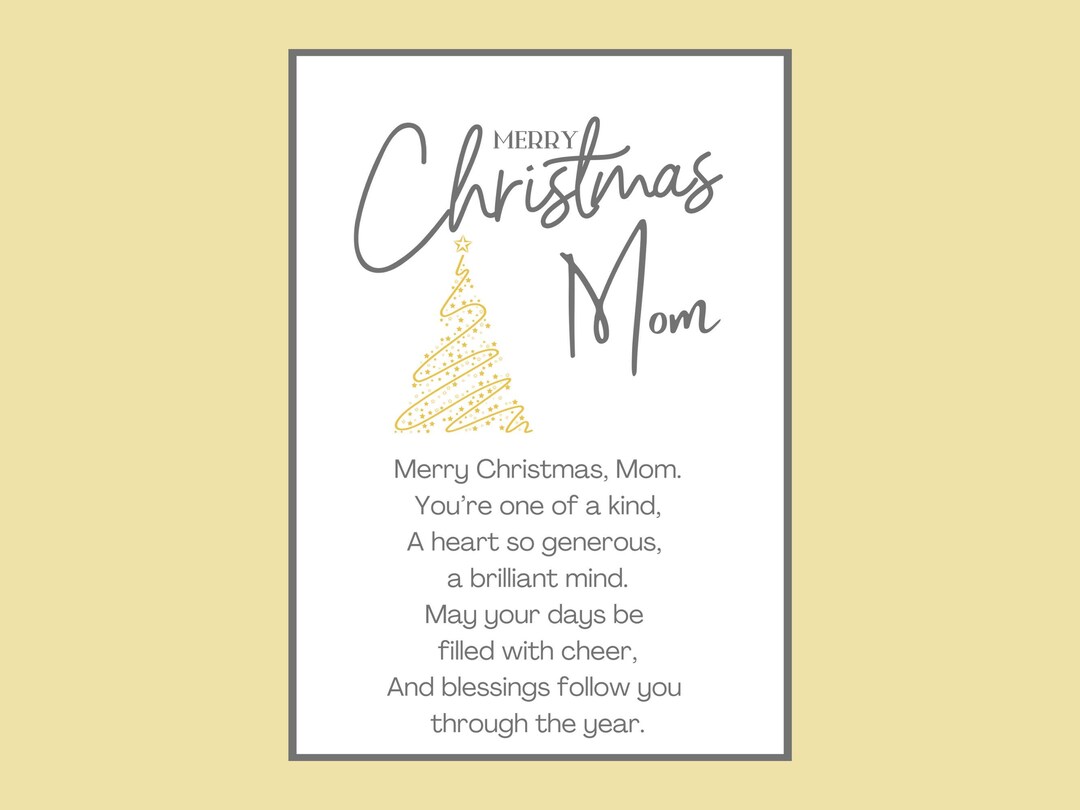 Christmas Poem Print for Mom Christmas Poems for Mom Merry Christmas ...