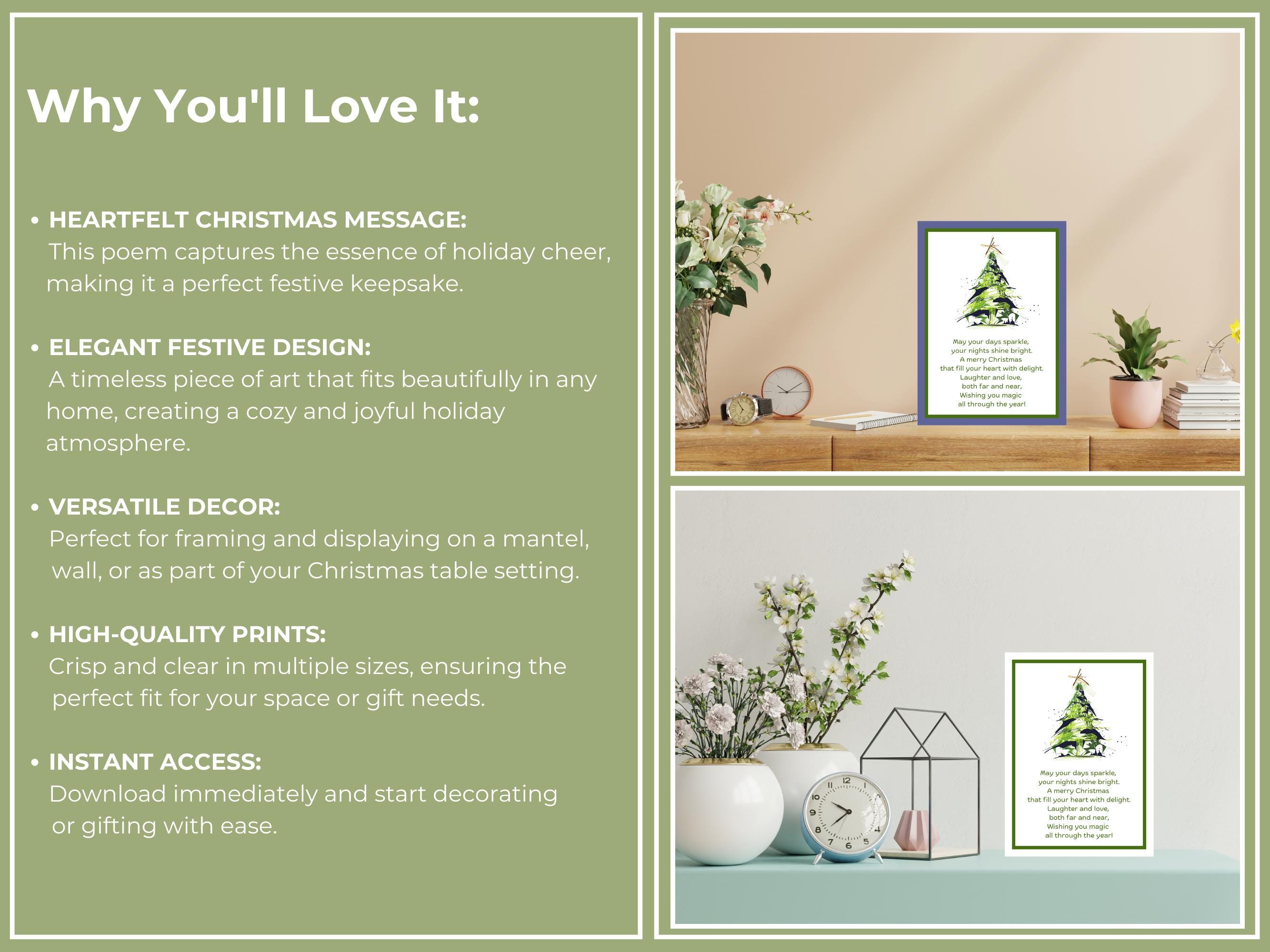 Christmas Poem Print "may Your Days Sparkle" Christmas Poetry Xmas ...