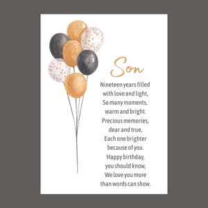 19th Birthday Poem For Son Printable Meaningful Gift Instant Download