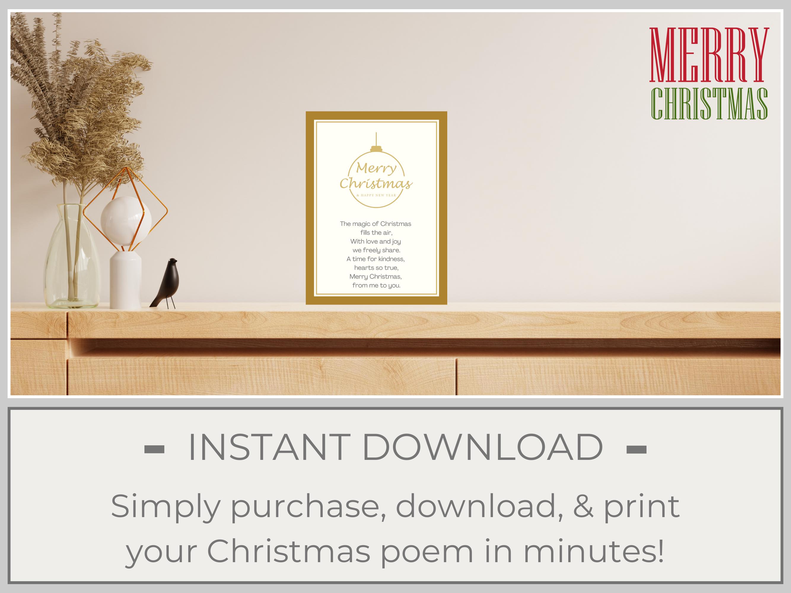 Christmas Poem Print the Magic of Christmas Christmas Poetry Xmas ...