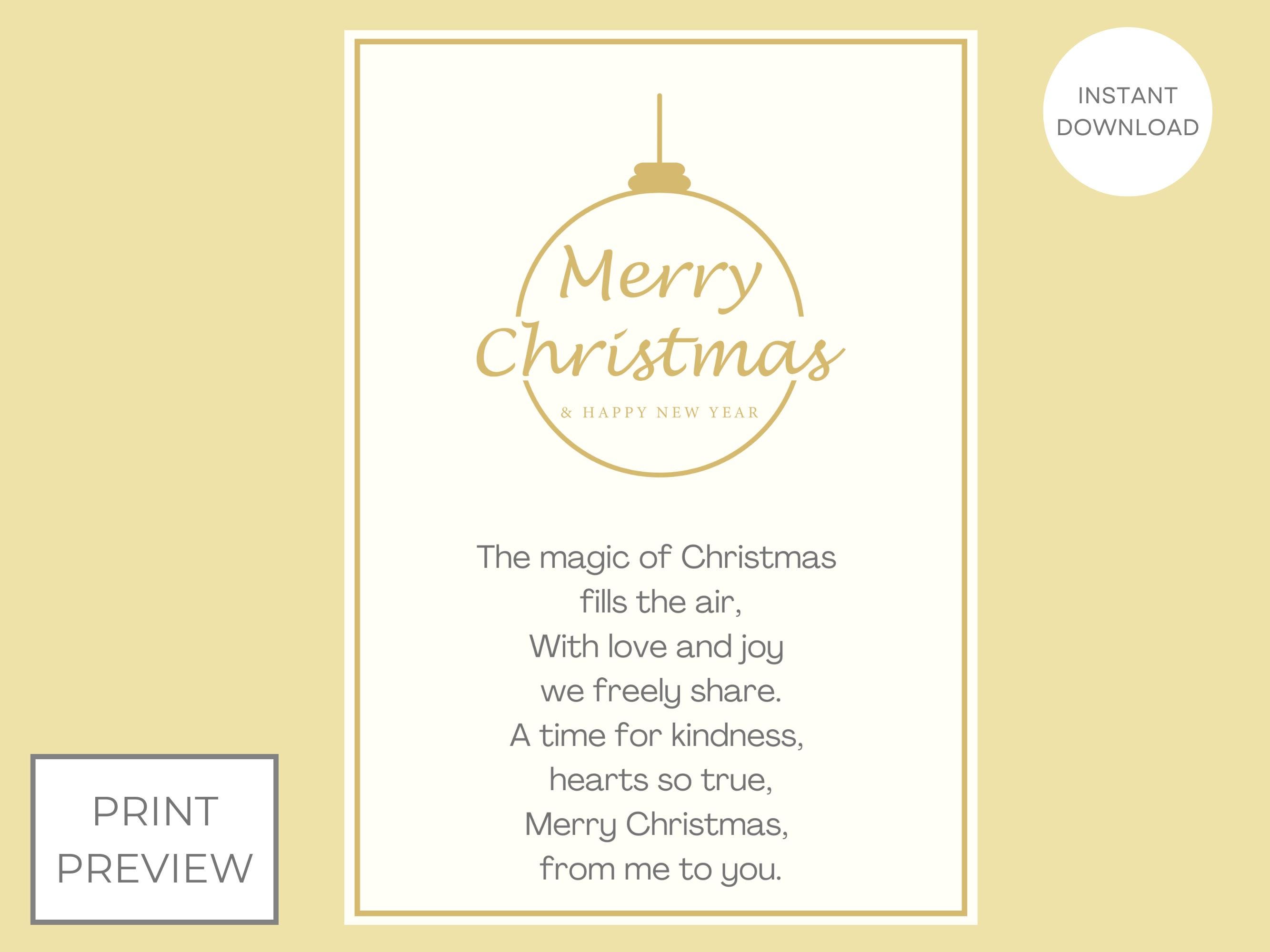 Christmas Poem Print the Magic of Christmas Christmas Poetry Xmas ...