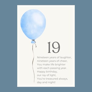 19th Birthday Poem Printable Meaningful Keepsake Gift Instant Download
