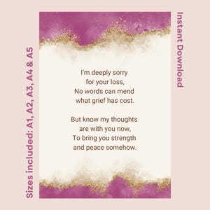 Sympathy Poem For Someone Grieving The Loss Of A Loved One Funeral Printable Words Of Comfort Condolence Verse Instant Download