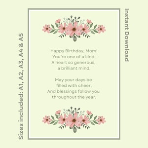 Poesia di compleanno per la mamma, stampabile, scaricabile all'istante, frasi di compleanno per la mamma, versi d'amore per il compleanno della mamma, regalo di compleanno
