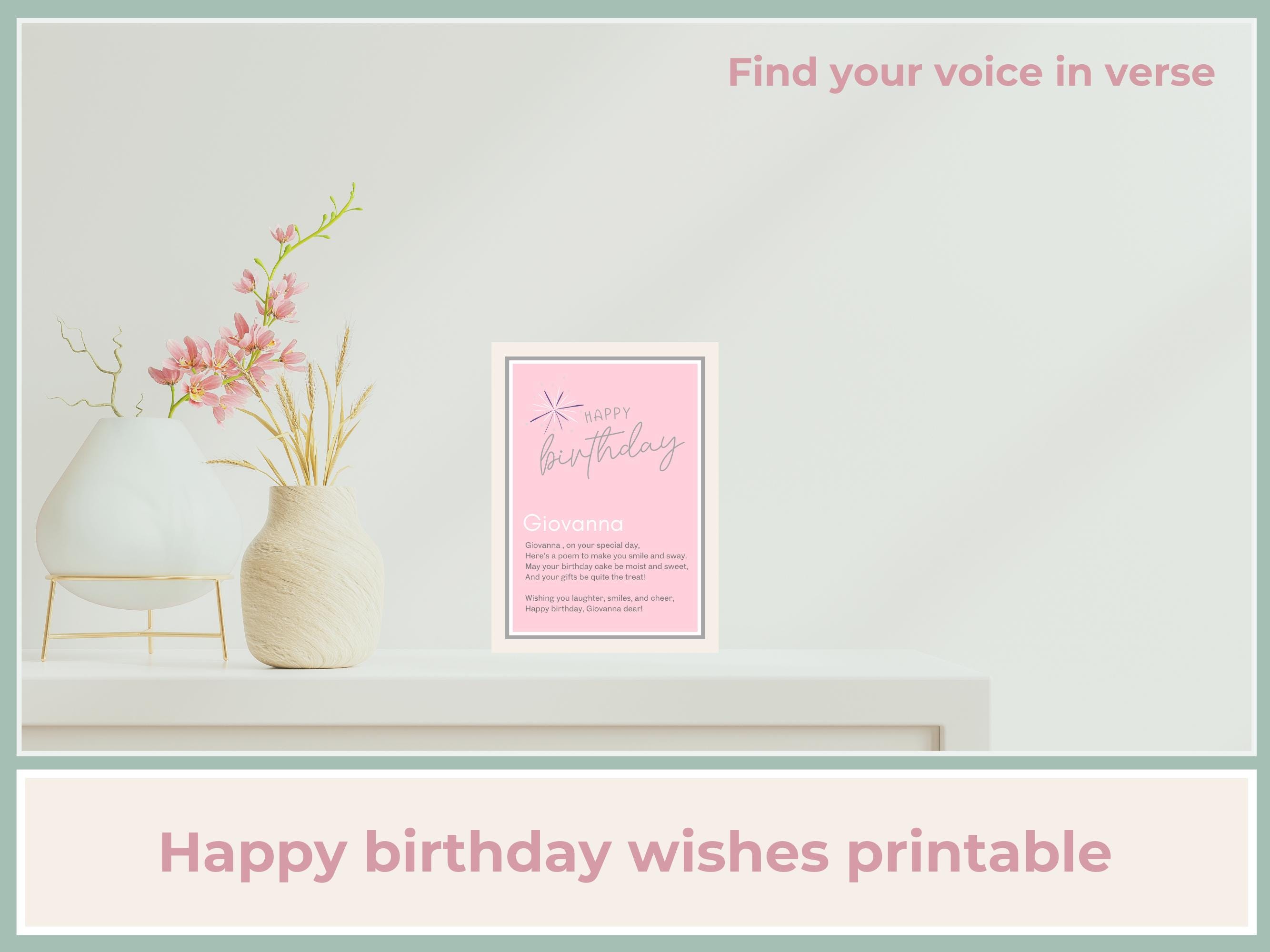 Giovanna Personalized Birthday Poem Print Happy Birthday Poems
