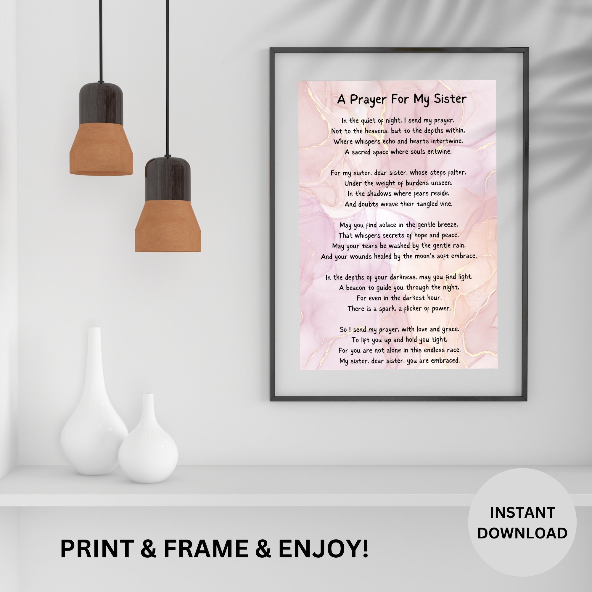 A Prayer for My Sister Printable Poem for Sister Spiritual Poem for ...