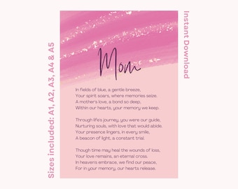 Mom Funeral Poem Printable Tribute To Mother Memorial Display Healing Words Of Comfort Instant Download Remembrance Print Grief Verse