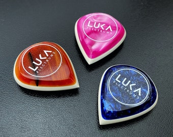 High quality colorful handmade modern guitar pick in shape of jazz made of high performance material peek gift for guitarist by Luka