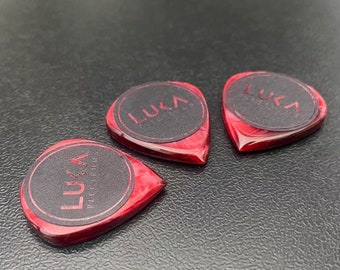 Handcrafted acrylic kirinite guitar plectum red handmade guitar pick for guitarist - Mini Jazz Red Pearl