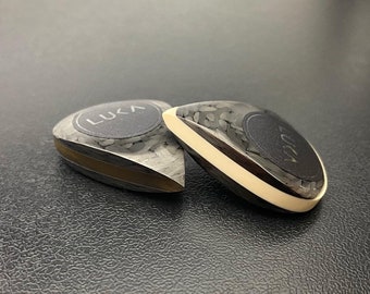 Luxury guitar pick made of carbon fiber peek and ultem material in shape of teardrop gift for guitarist by Luka - Triple Carbon Tear