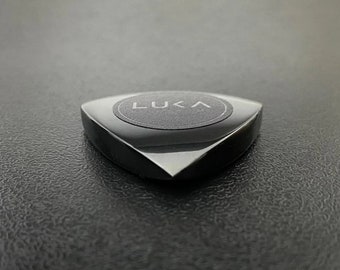 Long lasting high quality handmade guitar pick made of black peek in shape of fighter gift for modern musician by Luka - Black Fighter