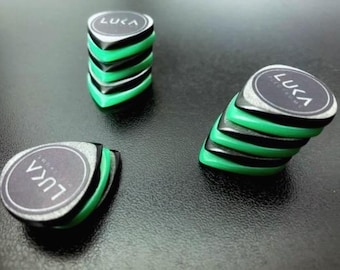 Handcrafted Mini Jazz Guitar Pick (2mm /3mm) – Ultra-Durable UHMWPE – Black & Green - Mini Jazz PE