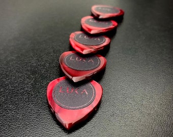 Handcrafted acrylic kirinite guitar pick in shape of flow handmade plectrum in red, best gift for guitarist - Flow Red Pearl
