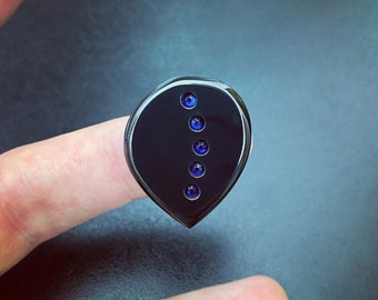 Beautiful high quality handmade black guitar pick in shape of leaf with crystals made of high performance peek by Luka - Crystal Black Leaf