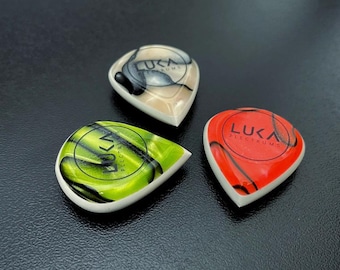 Colorful high performance thick handmade modern guitar pick in shape of jazz made of high performance material gift for guitarist by Luka