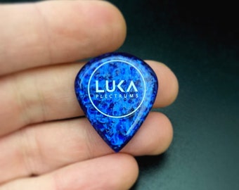 Handcrafted acrylic kirinite guitar plectum in shape of jazz, beautiful handmade guitar pick, best gift fot guitar player - Arctic Blue Jazz