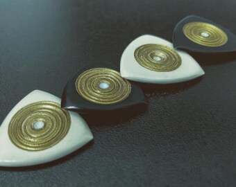 Unique handcrafted guitar pick made of high quality peek plastic in shape of triangular gift for guitarist by Luka - Pyramid
