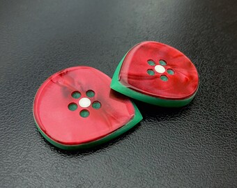 Three-layer guitar pick made of red kirinite and green or black uhmwpe material in shape of jazz the best gift for guitarist - Red Button