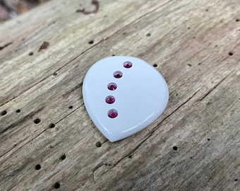 Beautiful high quality handmade white guitar pick in shape of leaf with crystals made of high performance peek by Luka - Crystal White Leaf