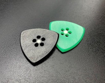 Handcrafted Mini Jazz Guitar Pick (2mm /3mm) – Ultra-Durable UHMWPE – Black & Green - Triangle PE