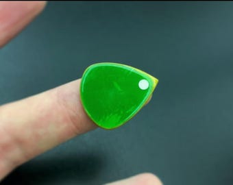 Green-yellow handmade modern guitar pick made of high quality torlon and kirinite material - Triple Layer Attack Jazz Pick by Luka