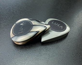 Handcrafted kirinite guitar plectrum in shape of teardrop, unique handmade guitar pick, best giftfor guitar players - Oyster & Grey Teardrop