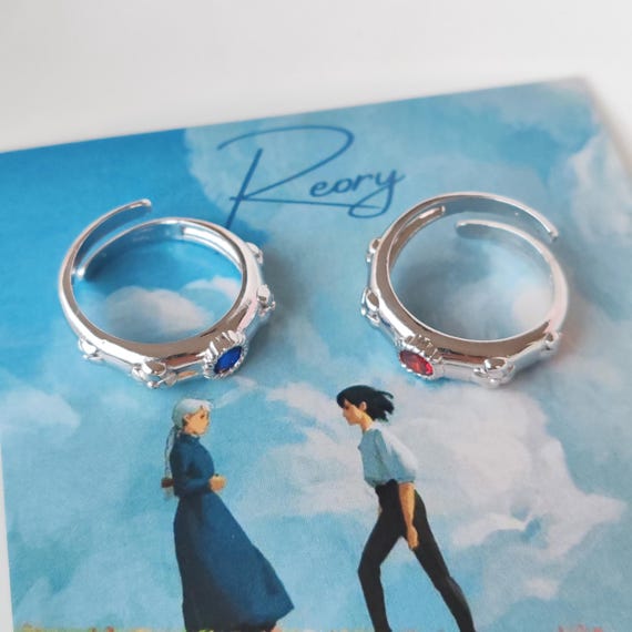 ハウルの動く城の指輪：銀メッキのアニメカップルリング - Etsy 日本