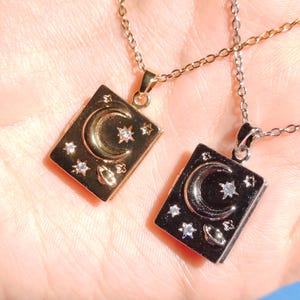Celestial Moon & Stars Locket Necklace, Astrology Necklace, Astrology Lover Gift, Celestial Jewelry, Photo Locket Necklace , Gift for Her