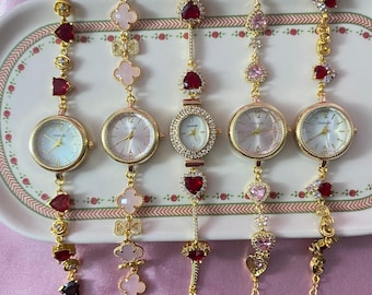 Shape of Love-horlogecollectie, op Valentijnsdag geïnspireerd polshorloge, rood horloge, roze horloge, mooi horloge, bloemenhorloge, cadeau voor haar