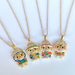 Labubu Charm Necklace: Kawaii Monster Pendant, 18K Gold Plated