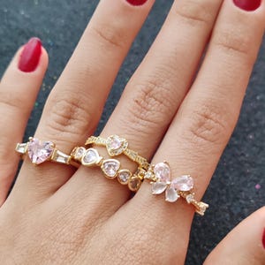 Stackable Ring Set, Minimal Heart Stacking Ring, Princess Jewelry, Stackable Ring, Stackable Jewels, Dainty Princess Ring, Gift for Her