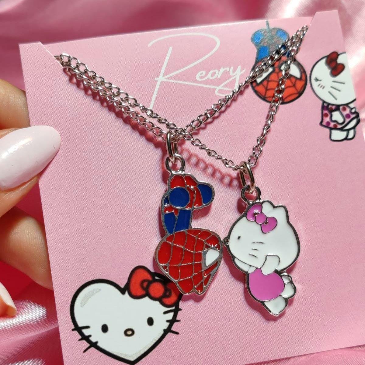 Spider Kitty Couple Necklace, 2 Pcs Necklaces, Kissing Necklace