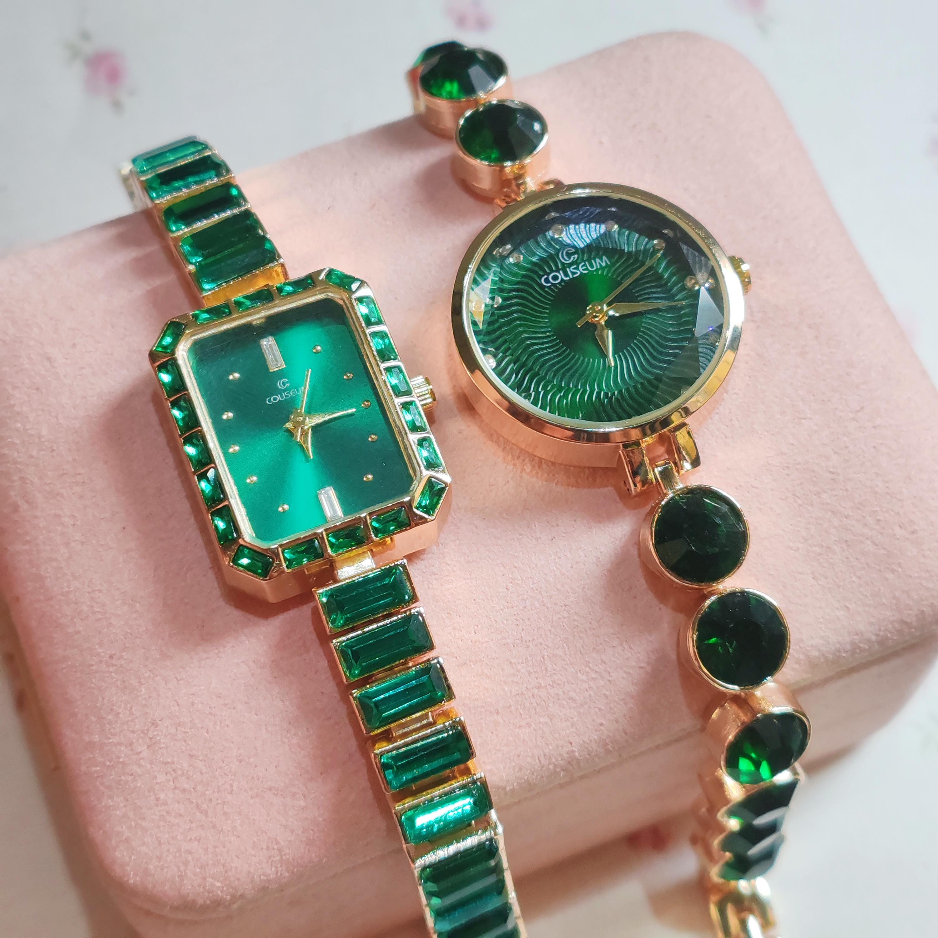 Emerald Green Zircon Watch: 18K Gold Filled Bracelet - Etsy