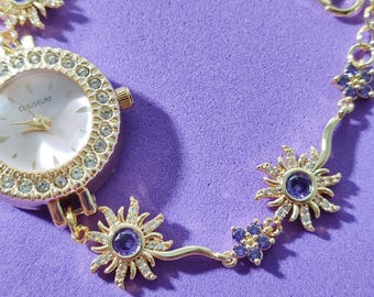 Rapunzel Sun Watch Bracelet, Purple Flower and Sun Charm  display picture 2