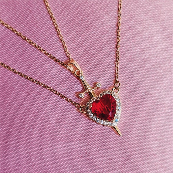 Collana Donna Con Ciondolo A Cuore Placcato Oro Rosa 18K - Acciaio Inossidabile (Lunghezza 45+5 Cm)