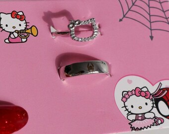 Spider Kitty Couple Rings: Stainless Steel Adjustable Valentine's Day  Jewelry