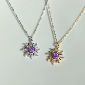 Rapunzel Sun Necklace, Sun Necklace 14K Gold Vermeiled 925 Sterling Silver with Opal Stone, Rapunzel Inspired Personalized Sun Necklace