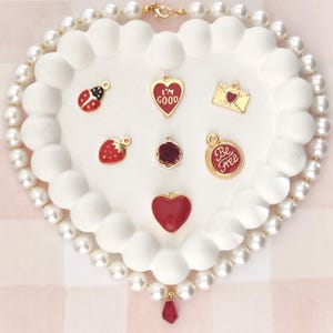 Crea tu propio collar con dijes personalizado, collar de perlas personalizado, dijes rojos, collar con dije de mariquita, collar de perlas con un solo dije