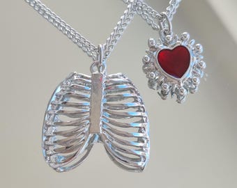 Stalen stelketting hart en ribbenkast