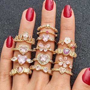 Stackable Ring Set, Minimal Pink Stacking Ring, Rapunzel Crown Ring, Tangled Ring, Stackable Jewels, Lost Princess Ring, Princess Ring