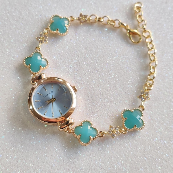 Floral Charm Bracelet Watch: 18K Gold Filled Vintage Style  display picture 1