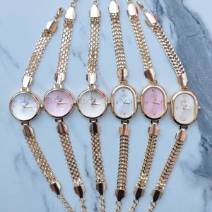 Vintage Look Watch Collection, Oval and Round Watch, Pink Watch, Gold Watch, White Watch, Vintage Watch, Adjustable Waterproof Watchbracelet