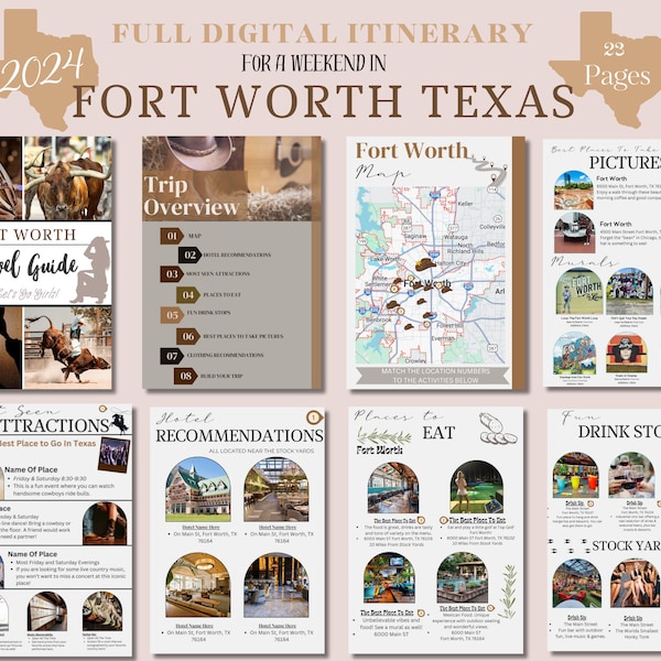 2024 Fort Worth Texas Travel Guide Digital Stock Yards- Packing list - Itinerary - Printable - Girls Trip Edition