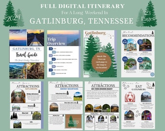 2024 Gatlinburg Tennessee Smokey Mountains Hiking Travel Guide Digital Stock Yards - Lista di imballaggio - Itinerario - Stampabile -Girls Trip Edition