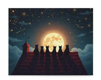 星空の夜 ベンガル猫 ジグソーパズル 300/500/1000ピース - Etsy 日本