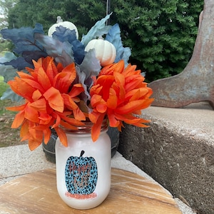 Fall mason jar vases with fall flowers included