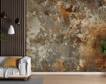 Rust Textured Wallpaper | Industrial Loft Peel and Stick Wall Mural